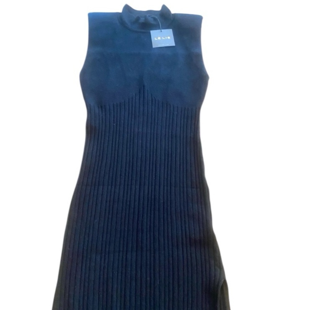 Women’s Sleeveless Turtleneck Maxi Black Sweater Dress Bodycon Texture New S/M